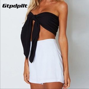 Black Bow Top Bandeau Shirt
